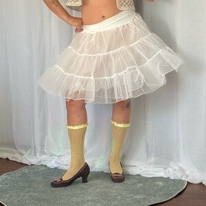 🤍☁️ Sheer Tiered Petticoat Mini Skirt ☁️🤍